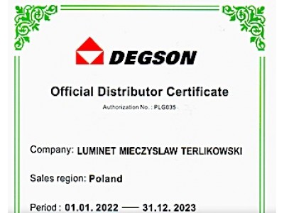 Certyfikat DEGSON'a na 2023-2022